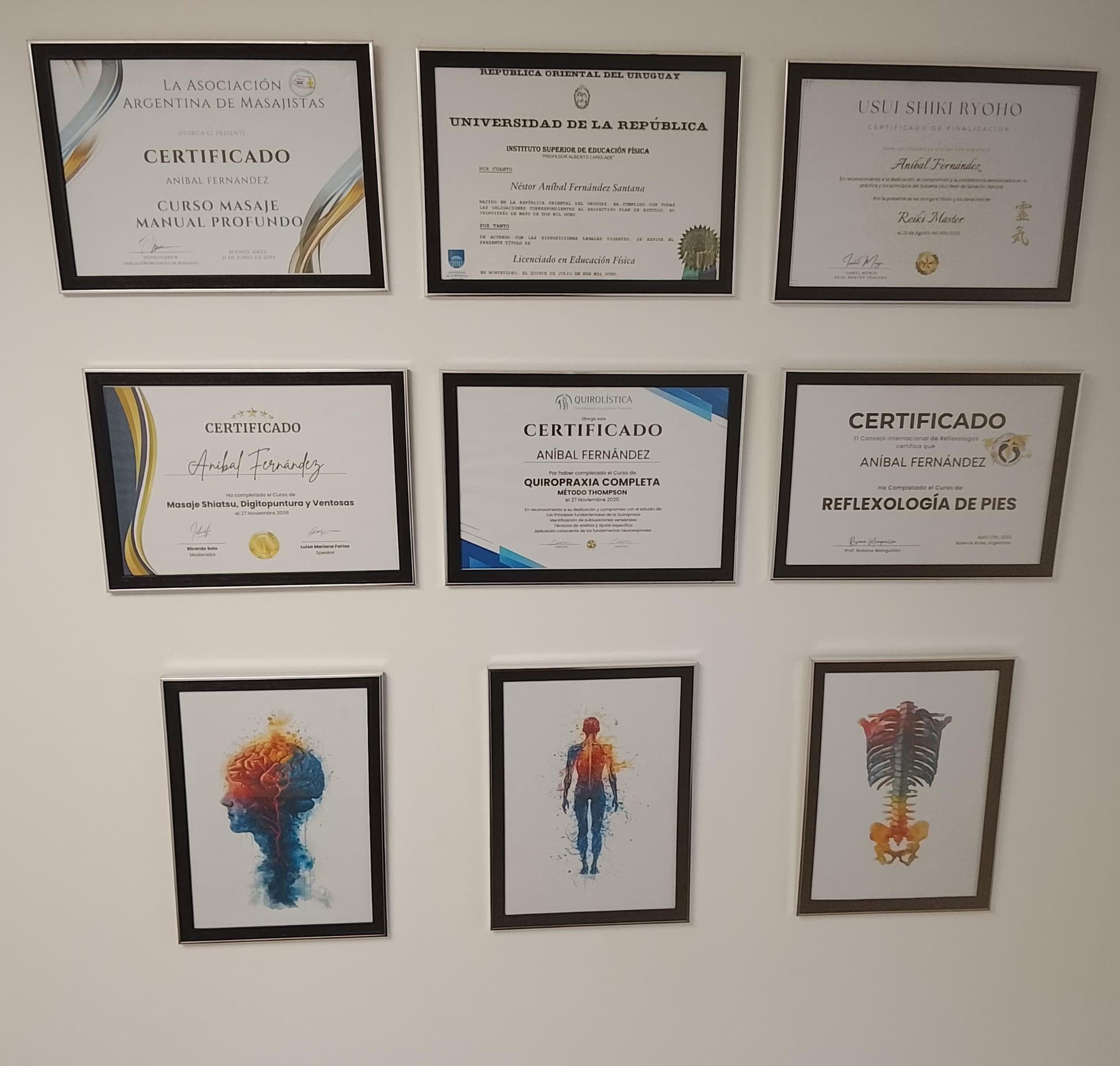 Certificados y formación profesional de Aníbal Fernández en Axis One Clinic